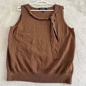 Vintage Kasper Shell Top Womens size Large Petite Y2K Knit‎ Sleeveless Brown